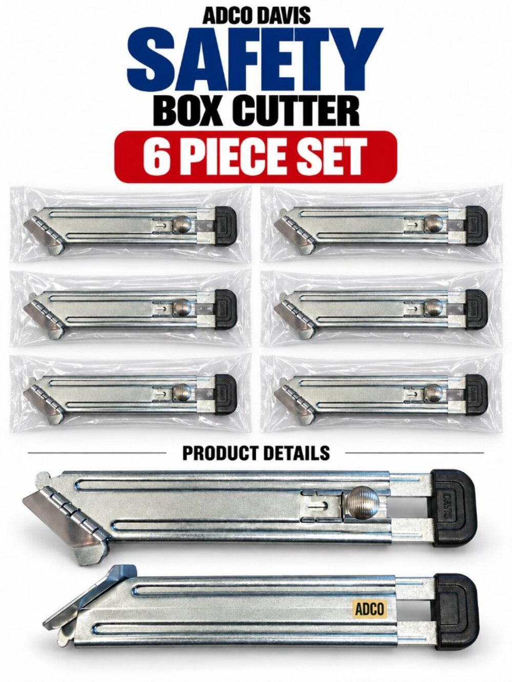 ADCO Safety Box Cutter 6-Pack for Home Resellers & Small Businesses